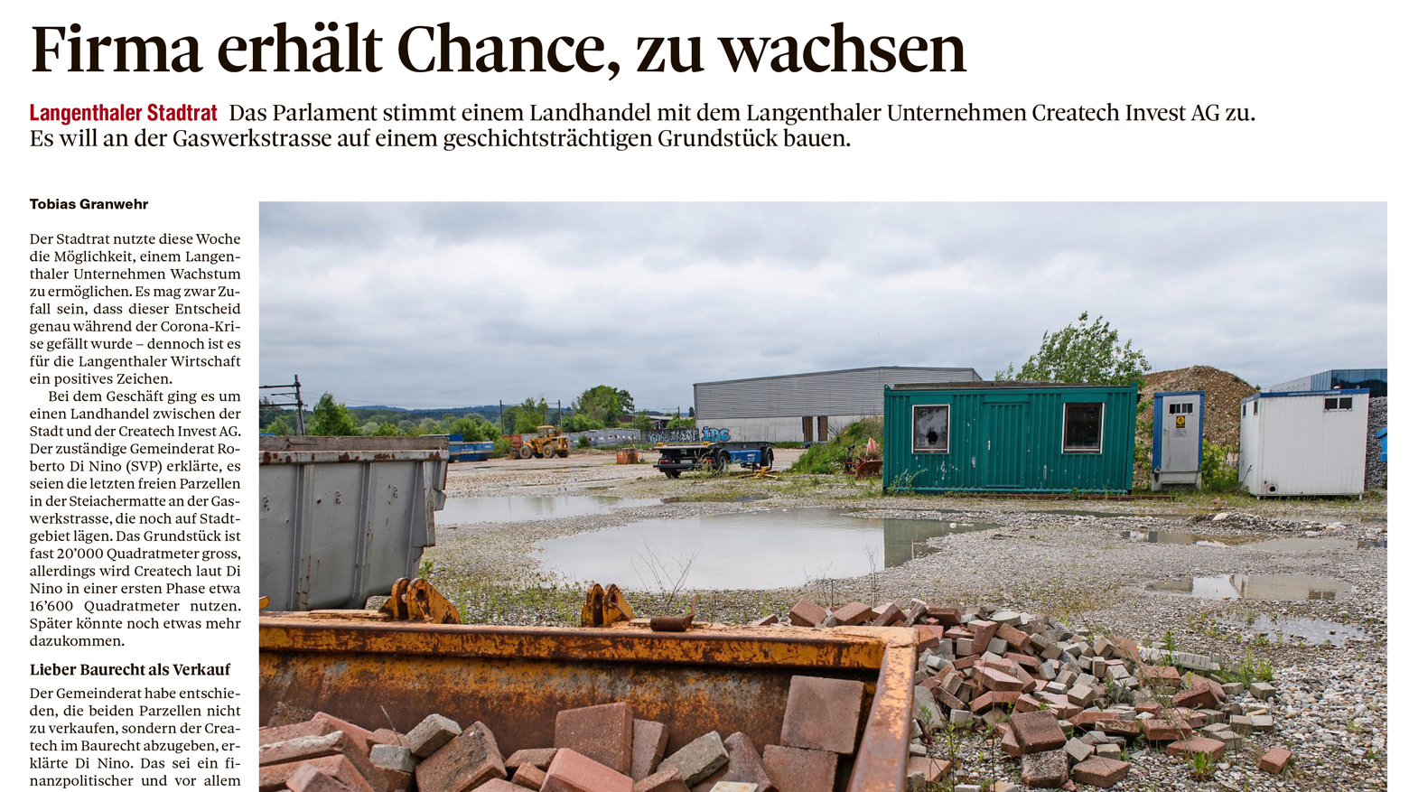 Die createch ag darf wachsen!